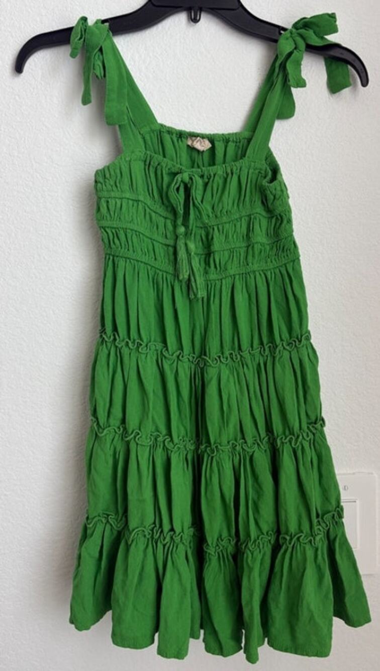 Girls Chelsea & Violet Tiered Smocked Green Sundress Size M (8/10)